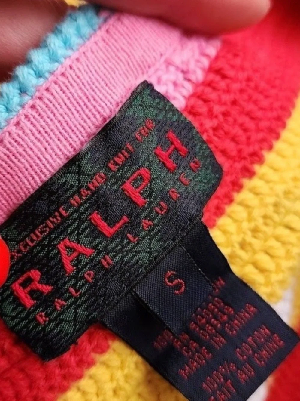 RALPH by Ralph Lauren 90s Rainbow Crochet Halter Top Y2K Size S - Picture 3 of 4